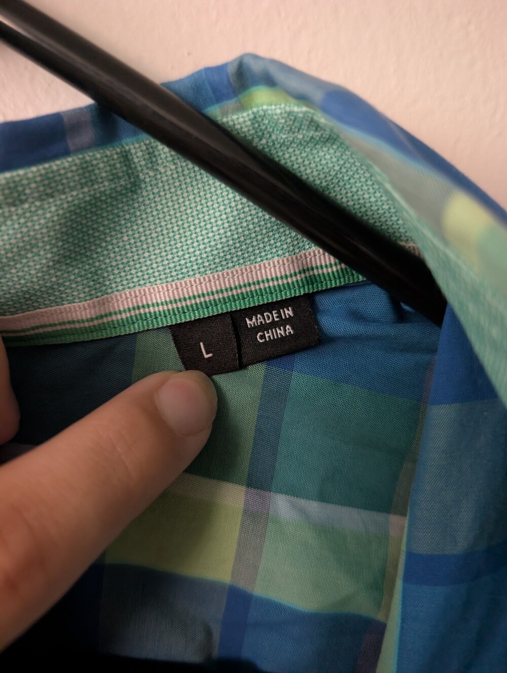 Hugo Boss Slim Fit Blue And Green Plaid Mens Dress Shirt Size Large - Picture 2 of 5